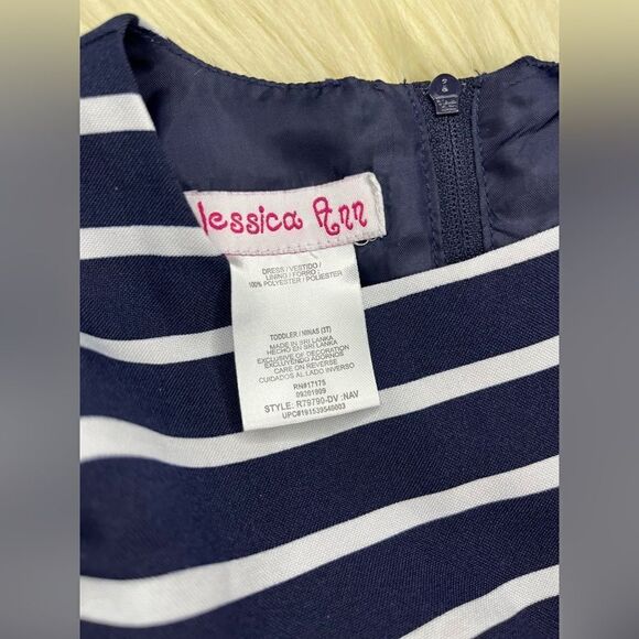 Jessica Ann Striped Coral Ribbon Push-Thru Fit & Flare Dress sz 3T - Picture 3 of 5